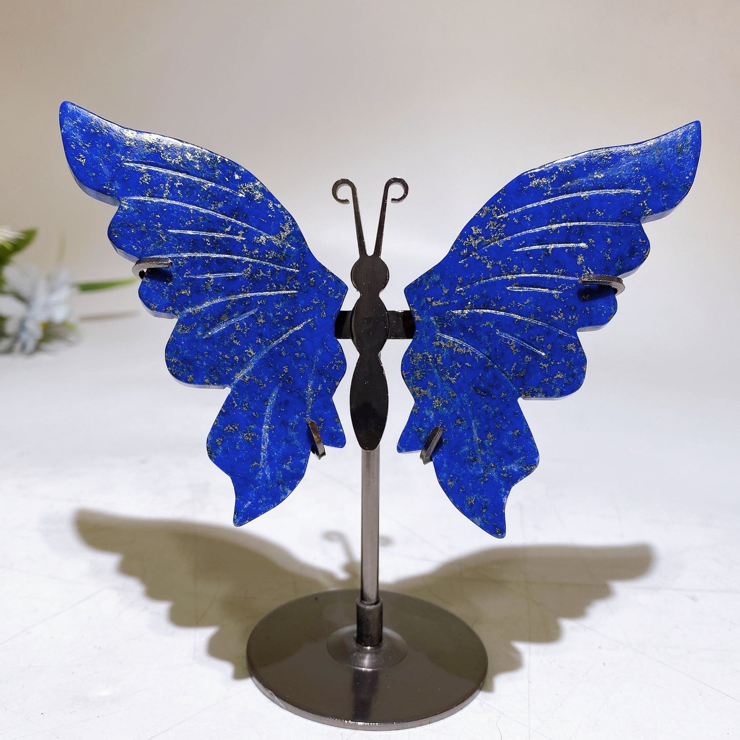 Lapis Ocean Jasper Butterfly Wings with Stand