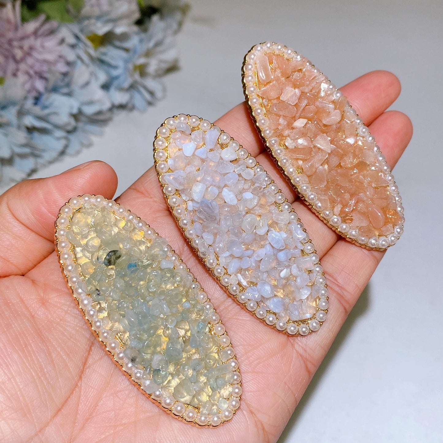 Crystal Chips Oval Heart Shape Hairpin Crystal Healing Bulk Wholesale