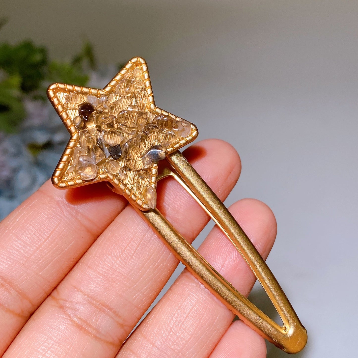 Crystal Chips Round Moon Star Heart Shape Hairpin Crystal Healing Bulk Wholesale