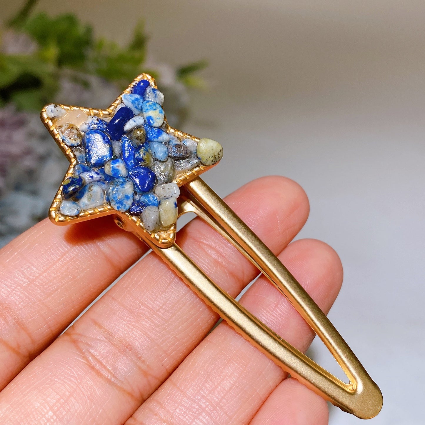 Crystal Chips Round Moon Star Heart Shape Hairpin Crystal Healing Bulk Wholesale