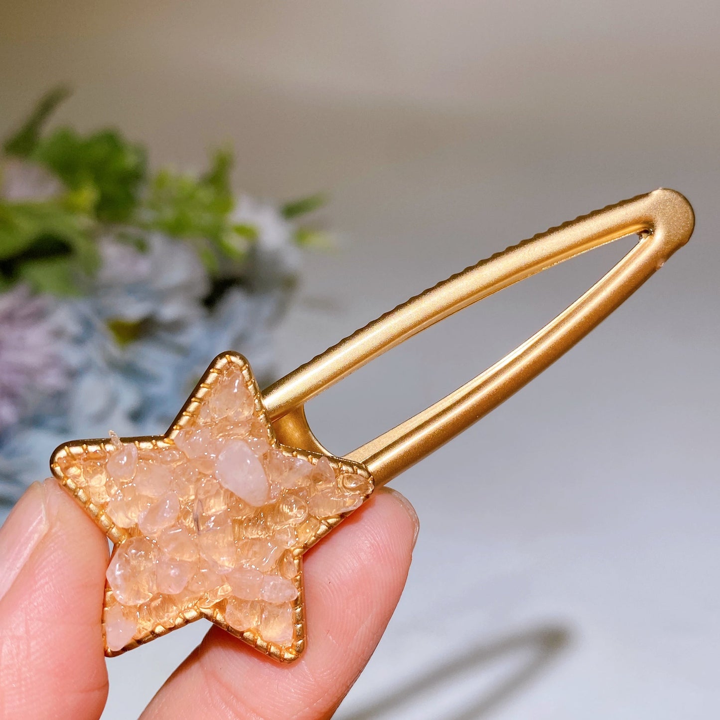 Crystal Chips Round Moon Star Heart Shape Hairpin Crystal Healing Bulk Wholesale