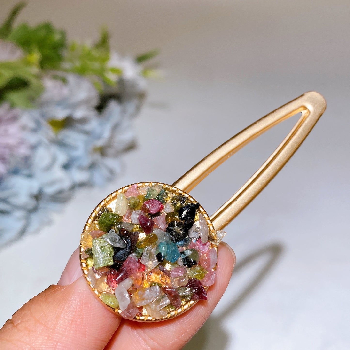 Crystal Chips Round Moon Star Heart Shape Hairpin Crystal Healing Bulk Wholesale