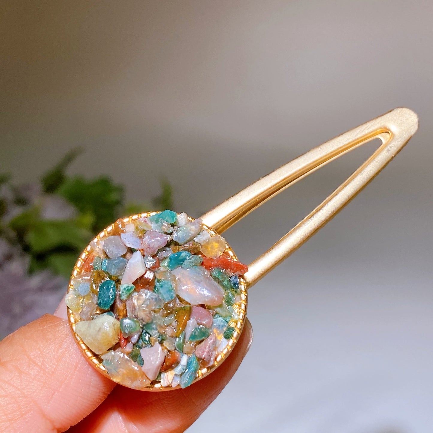 Crystal Chips Round Moon Star Heart Shape Hairpin Crystal Healing Bulk Wholesale