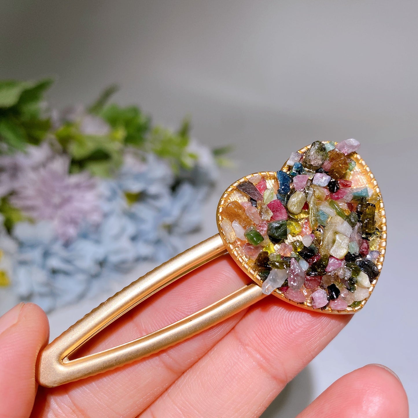 Crystal Chips Round Moon Star Heart Shape Hairpin Crystal Healing Bulk Wholesale