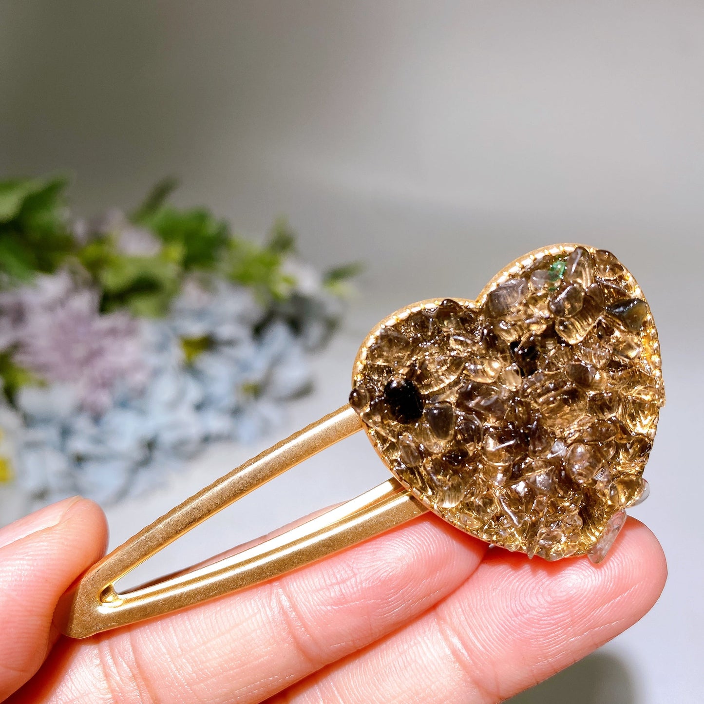 Crystal Chips Round Moon Star Heart Shape Hairpin Crystal Healing Bulk Wholesale