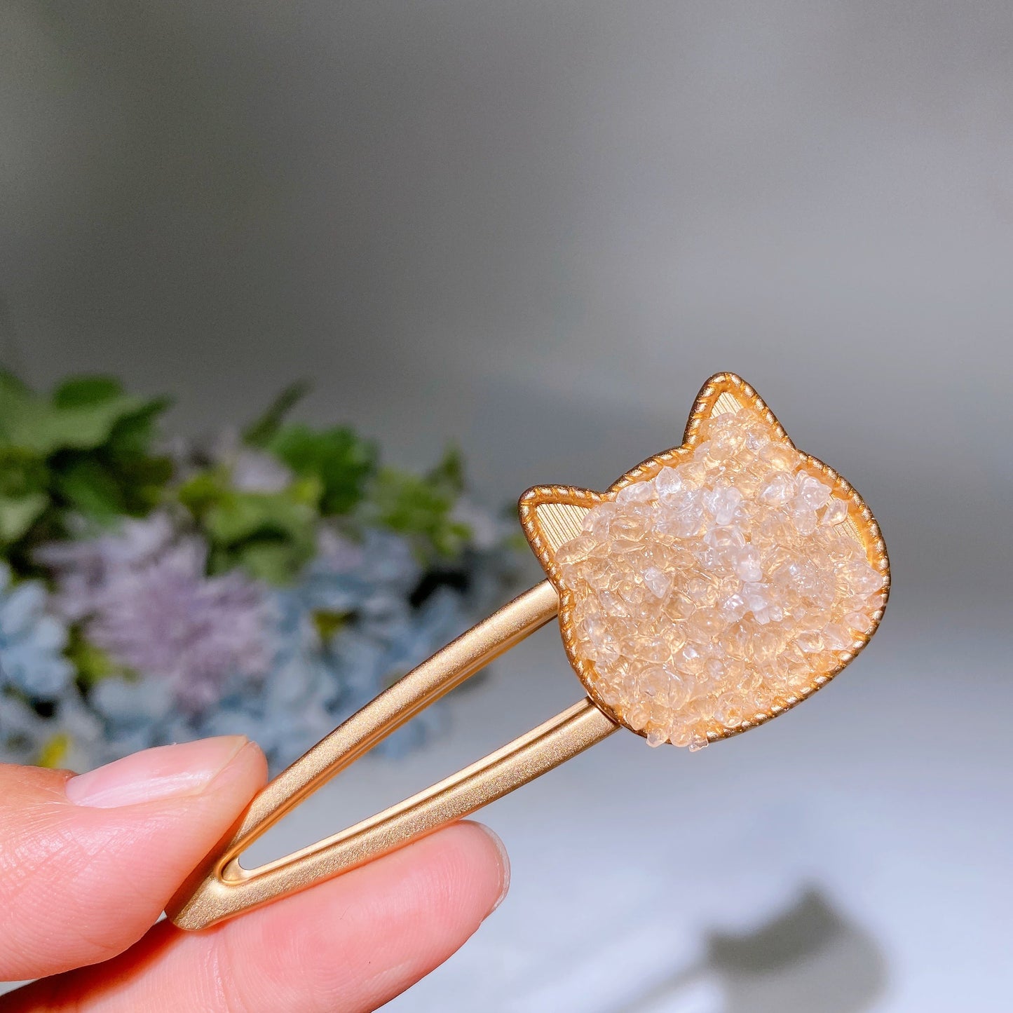 Crystal Chips Round Moon Star Heart Shape Hairpin Crystal Healing Bulk Wholesale