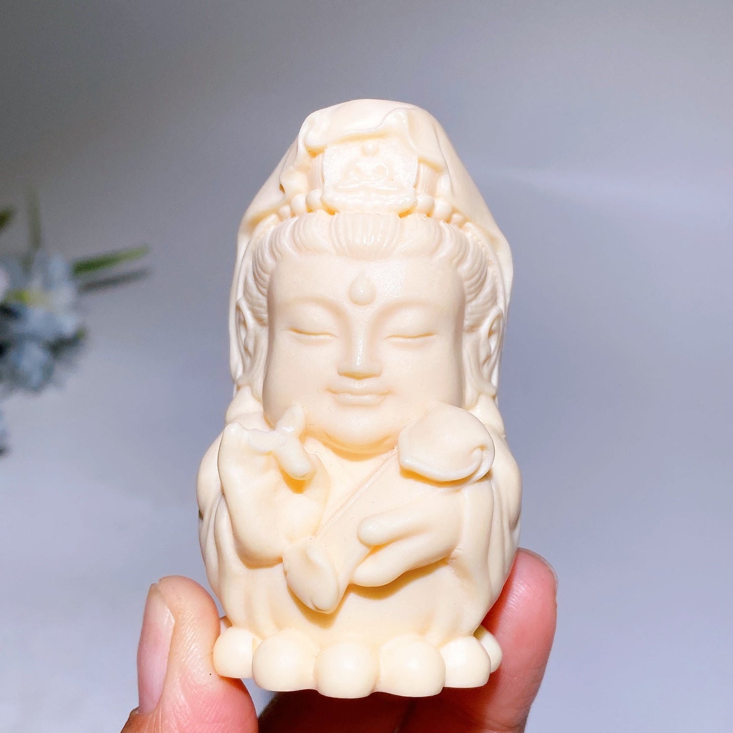 Ivory Nut Guanyin Lotus Flower Stand Carving Crystal Healing Bulk Wholesale