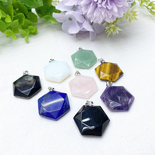 1.1" Mixed Crystal Hexagon Pendant Bulk Wholesale