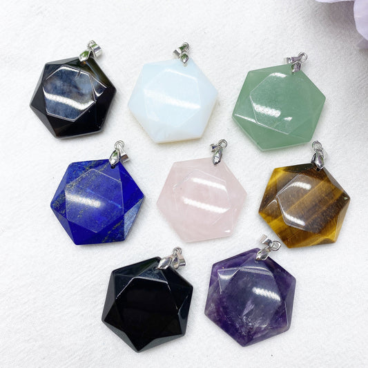 1.1" Mixed Crystal Hexagon Pendant Bulk Wholesale