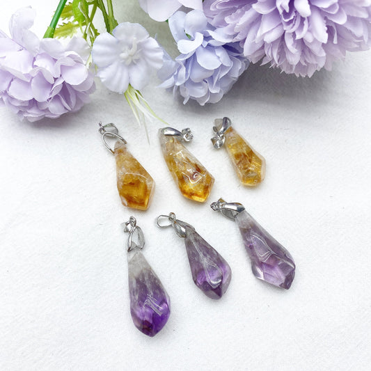 Amethyst Citrine Raw Stone Pendant Bulk Wholesale