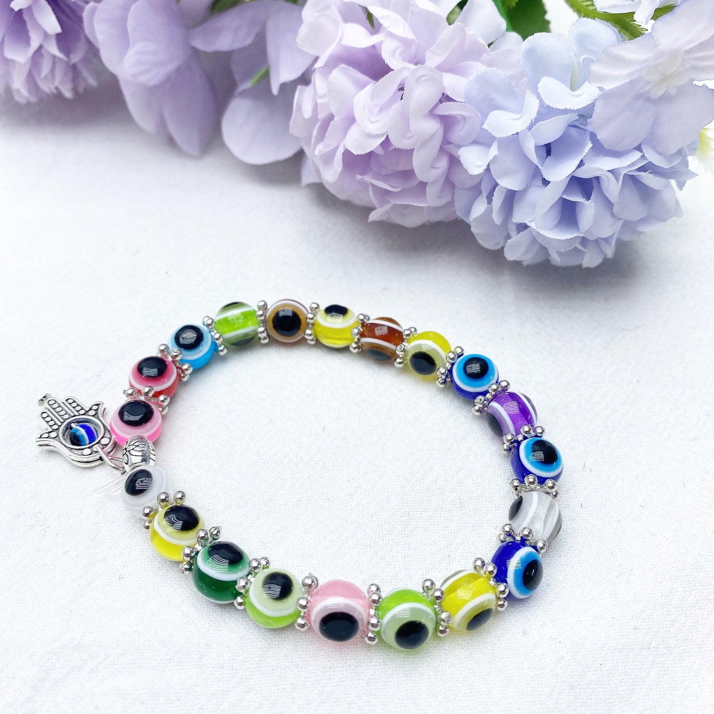 8-10mm Colored Crystal Evil Eye Bracelet Bulk Wholesale