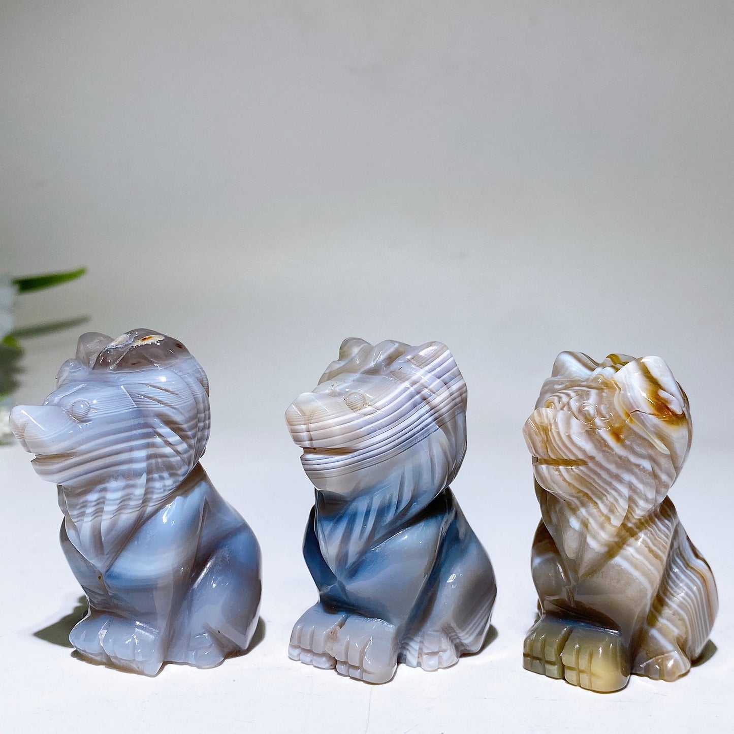 2.1” Banded Agate Lion Carving Crystal Healing Bulk Wholesale