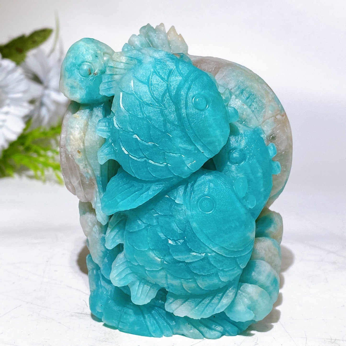 10cm Unique Sky Blue Sea World Fish Carving Crystal Healing Bulk Wholesale
