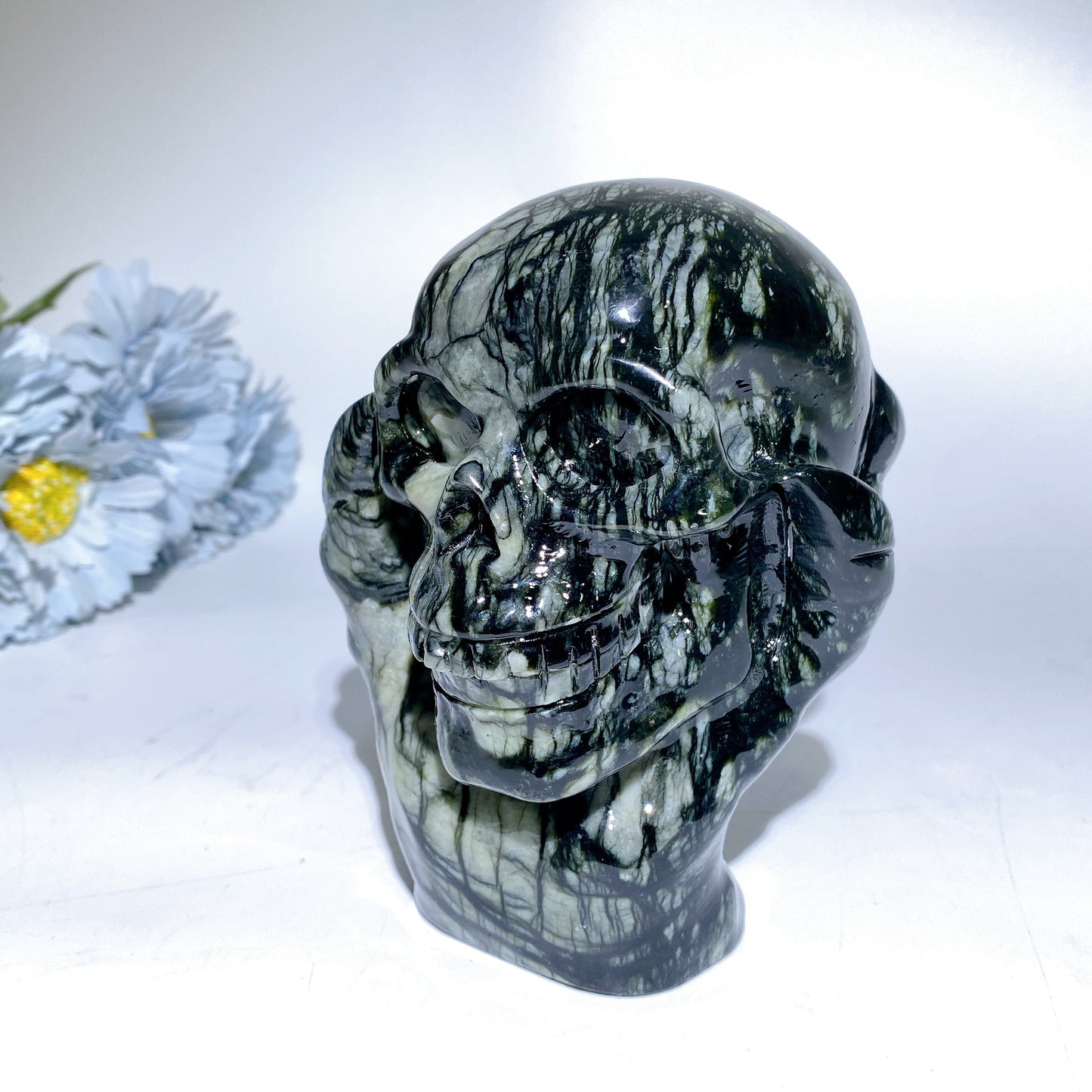 5.2" Jade Picasso Stone Ghost Hand Skull Carvings Crystal Healing Bulk Wholesale