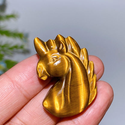1.4"-1.8" Yellow Tiger's Eye Unicorn Buddha Head Carving Crystal Healing Bulk Wholesale