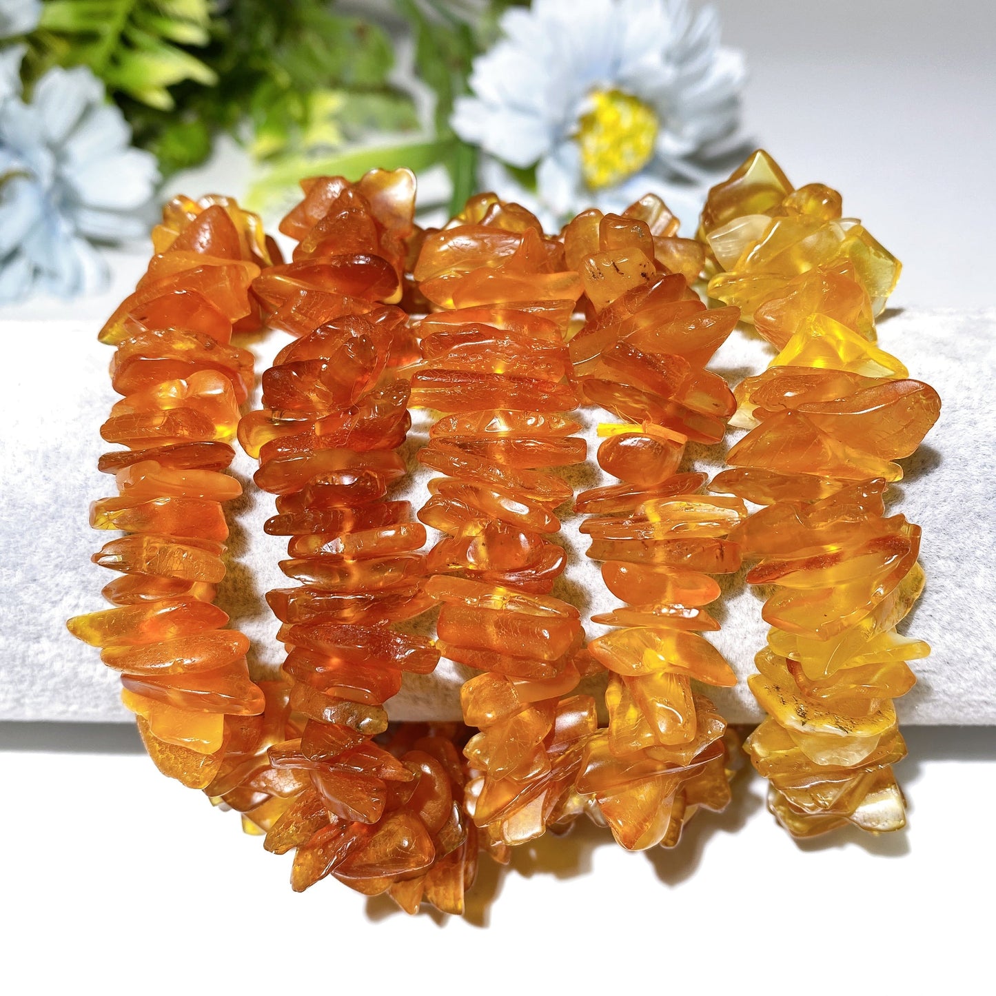 14-16mm Amber Chips Bracelet Crystal Healing Bulk Wholesale