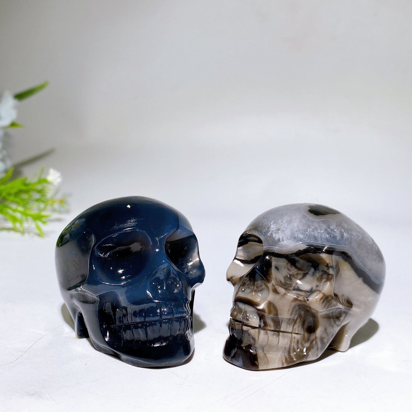 2.2"-2.4" UV Reactive Volcanic Agate Skull Carving Crystal Healing Bulk Wholesale