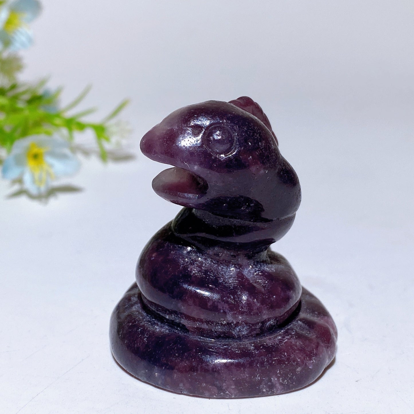 1.9“ Purple Mica Snake Carving Crystal Healing Bulk Wholesale
