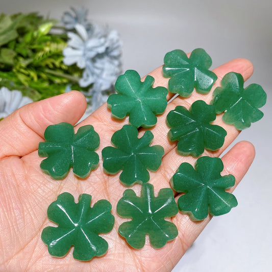 25mm Green Aventurine Four Leaf Clover Carving Crystal Healing Bulk Wholesale