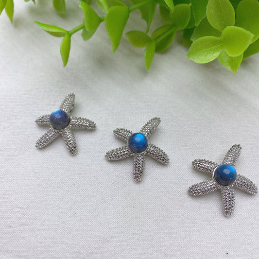 0.8" Sea Star Grey Moon Stone Pendant Bulk Wholesale