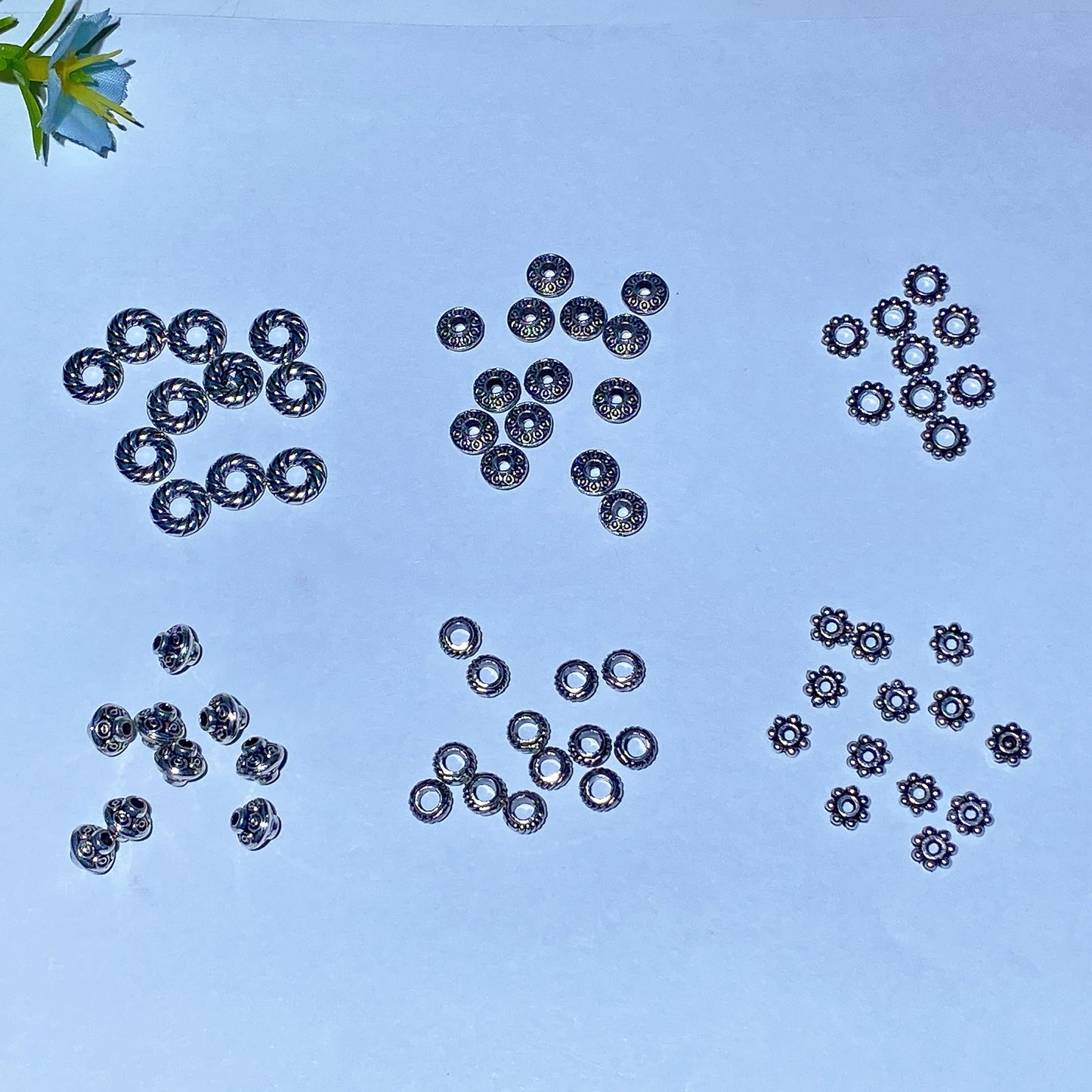 Antique Silver Spacer Beads Box for Jewelry DIY Crystal Healing Bulk Wholesale