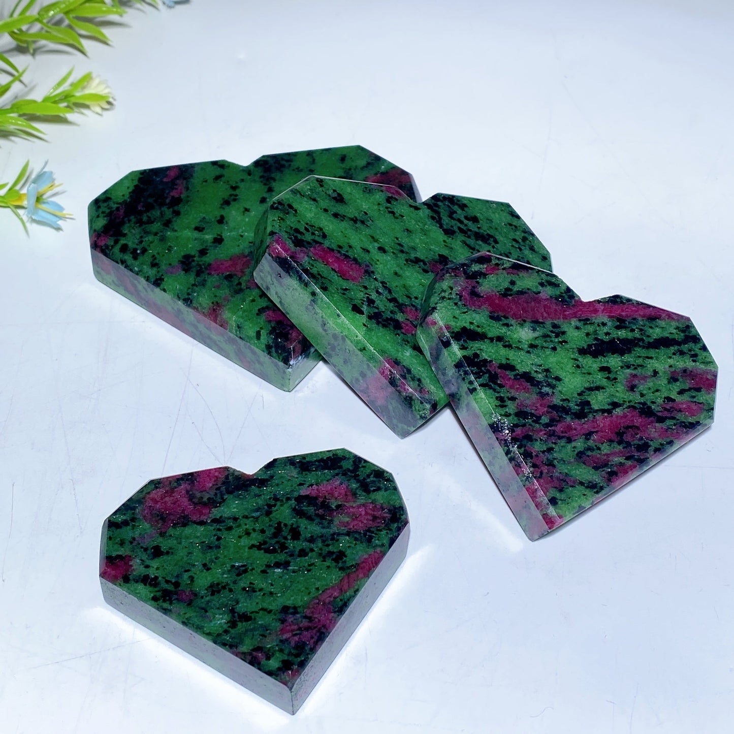 2.5"-4.0" Ruby In Zoisite Heart CarvingsCrystal Healing Bulk Wholesale