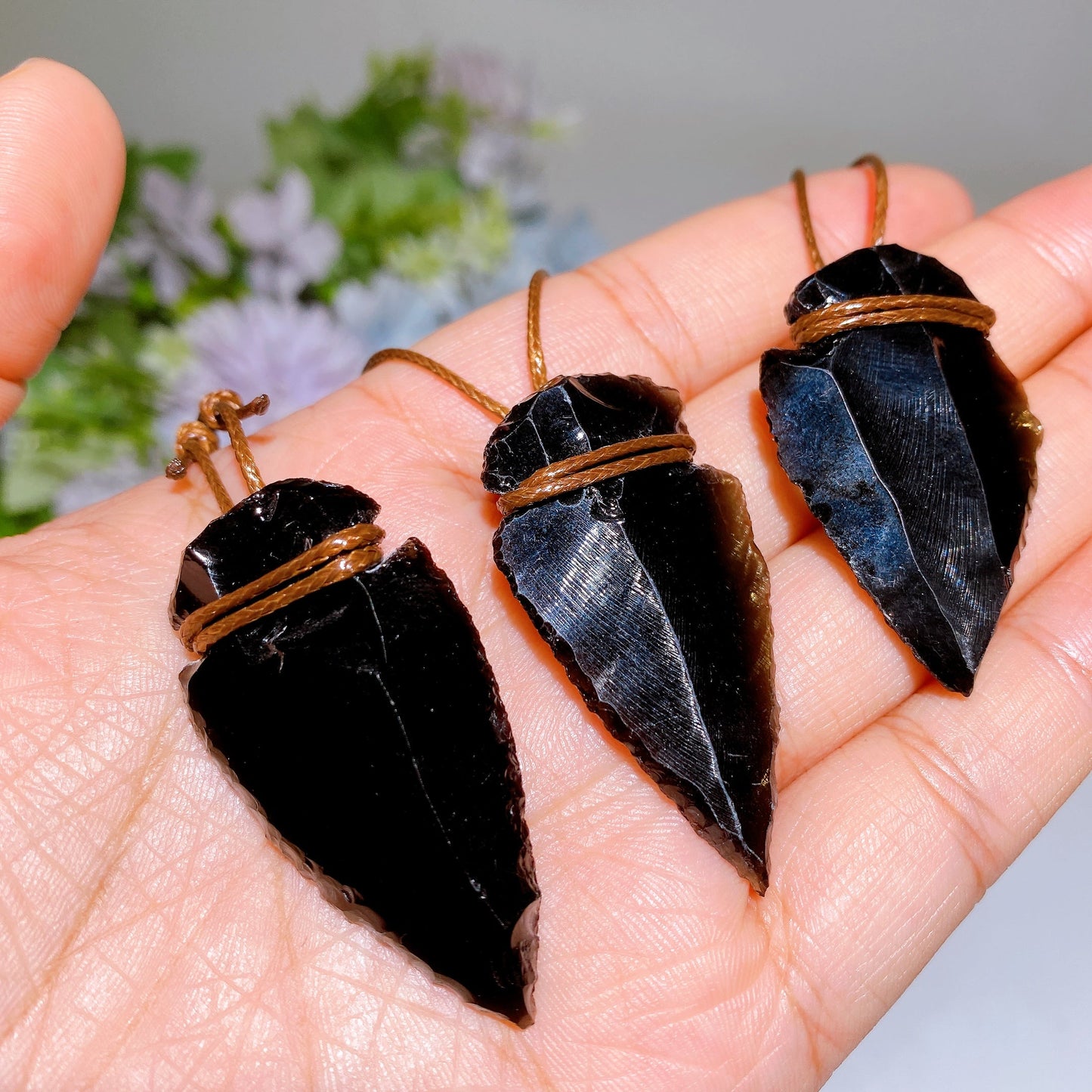 Raw Black Obsidian Pendant with Rope Necklace Crystal Healing Bulk Wholesale