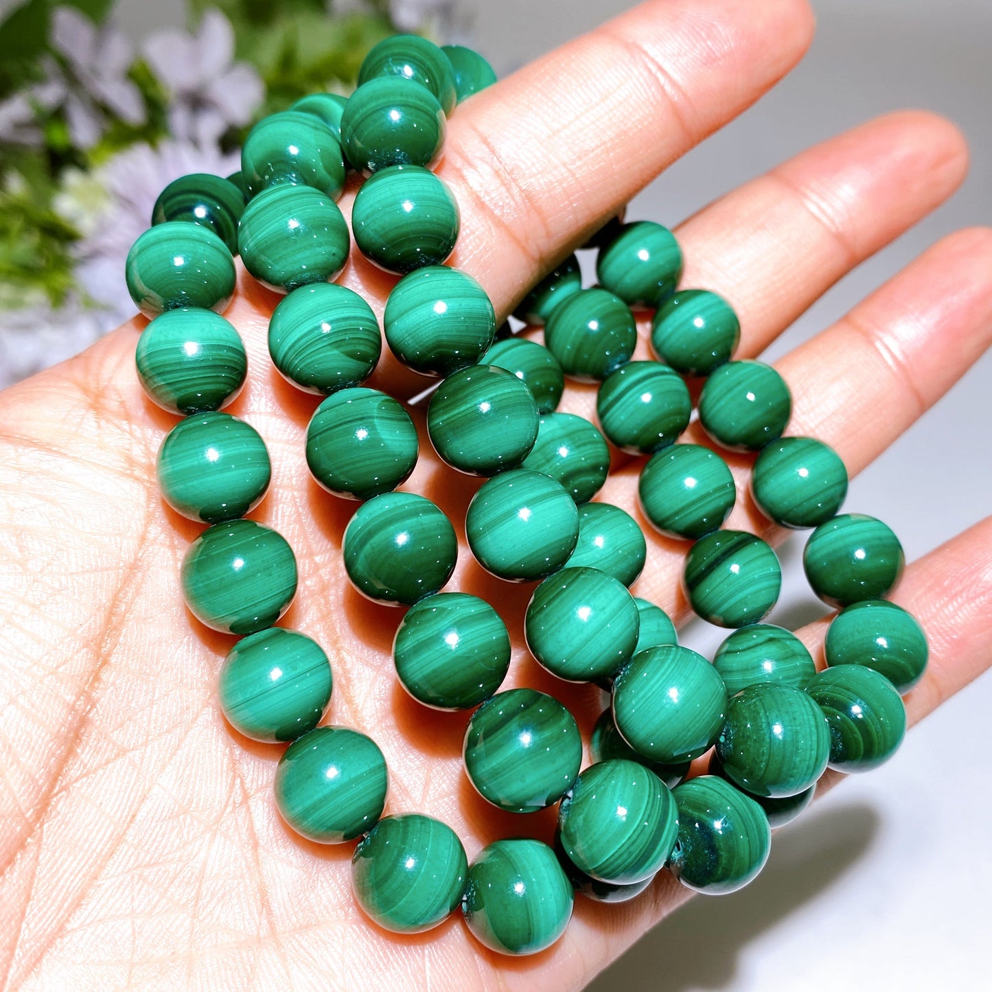 10-12mm Malachite Kunzite Bracelet Crystal Healing Bulk Wholesale