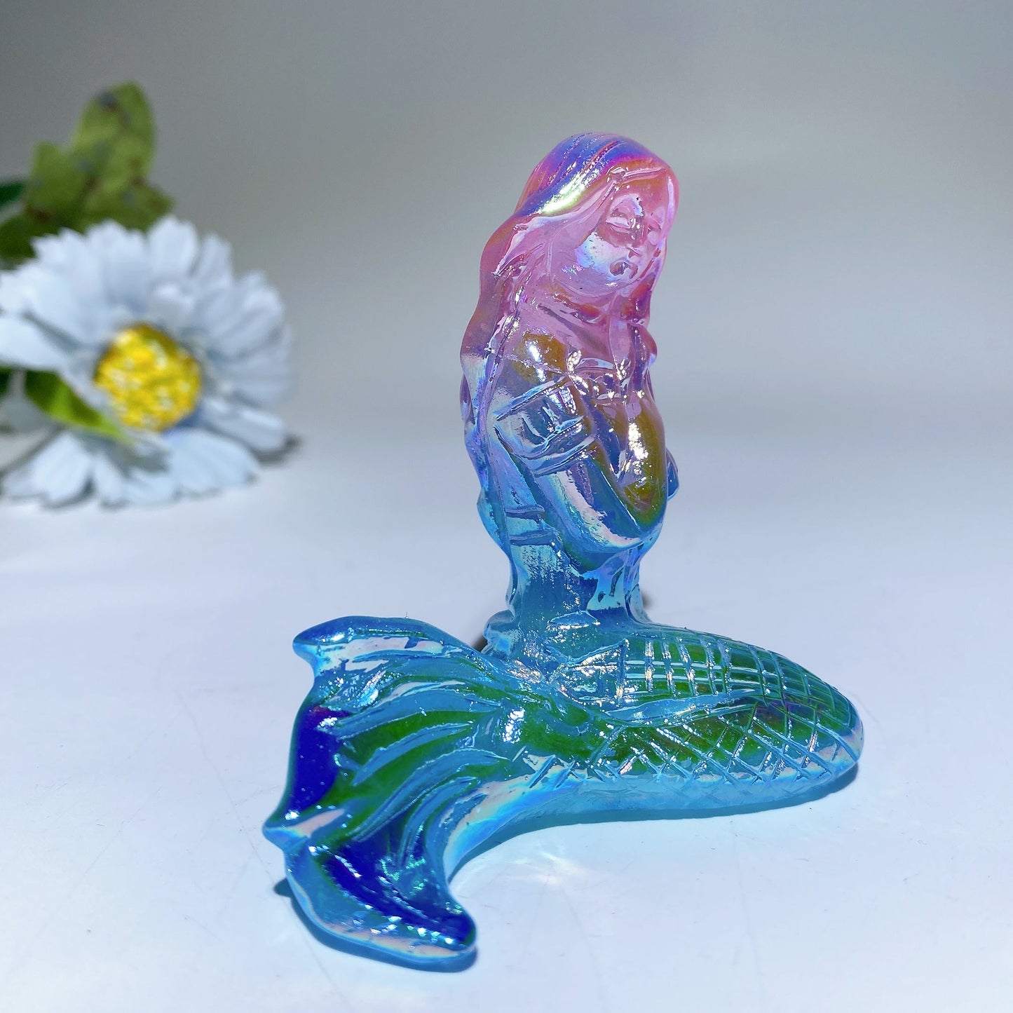 2.8"Angel Aura Crystal Mermaid Carvings Crystal Healing Bulk Wholesale