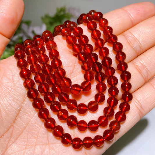 6mm Natural Hessonite Garnet Beads String Crystal Healing Bulk Wholesale