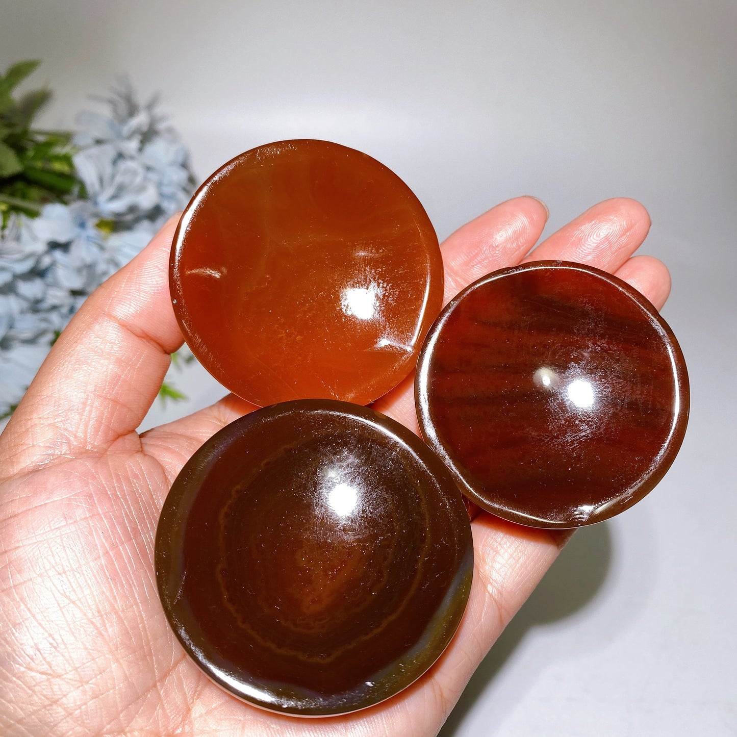 2.0"-2.2" Carnelian Green Aventurine Bowl Carving Crystal Healing Bulk Wholesale