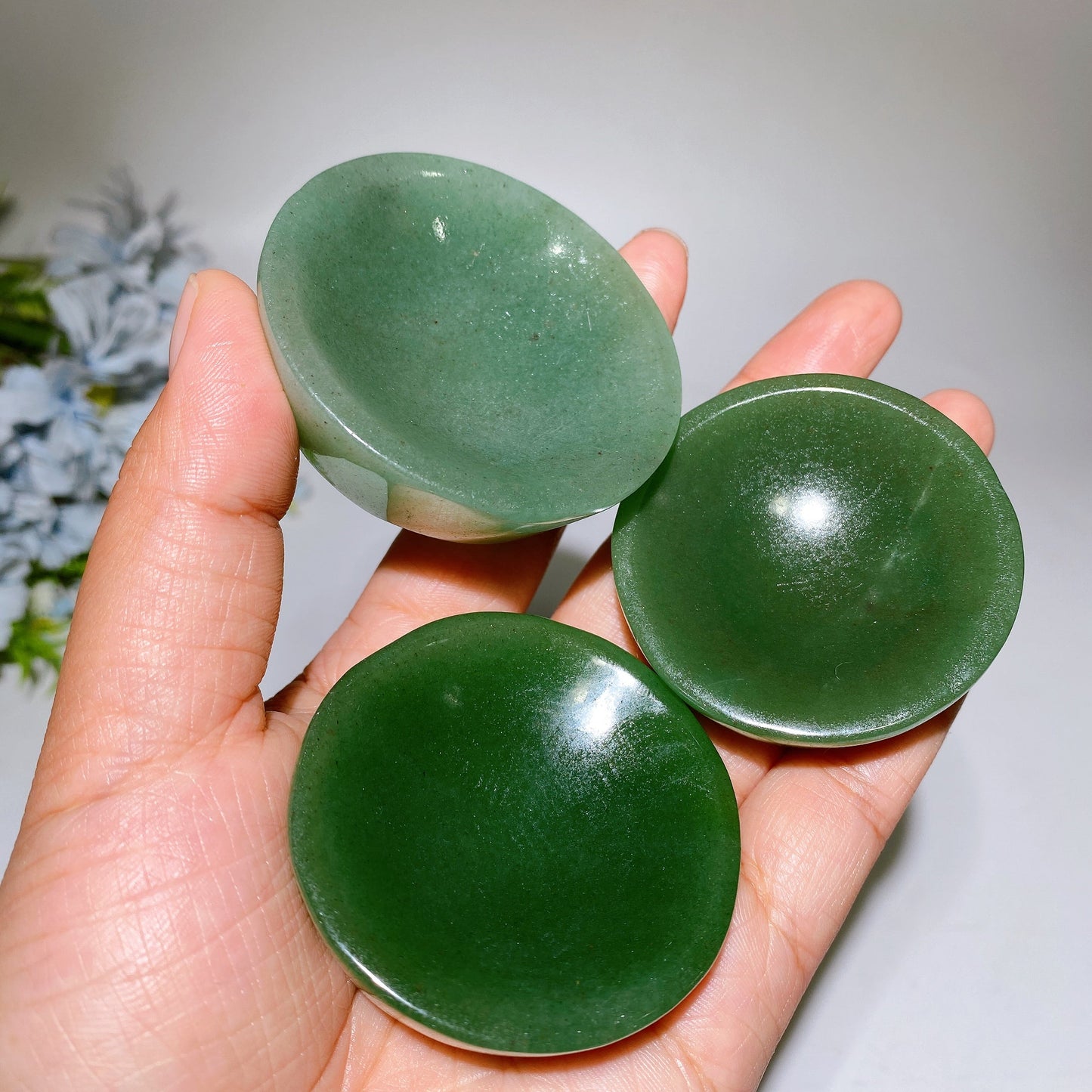 2.0"-2.2" Carnelian Green Aventurine Bowl Carving Crystal Healing Bulk Wholesale