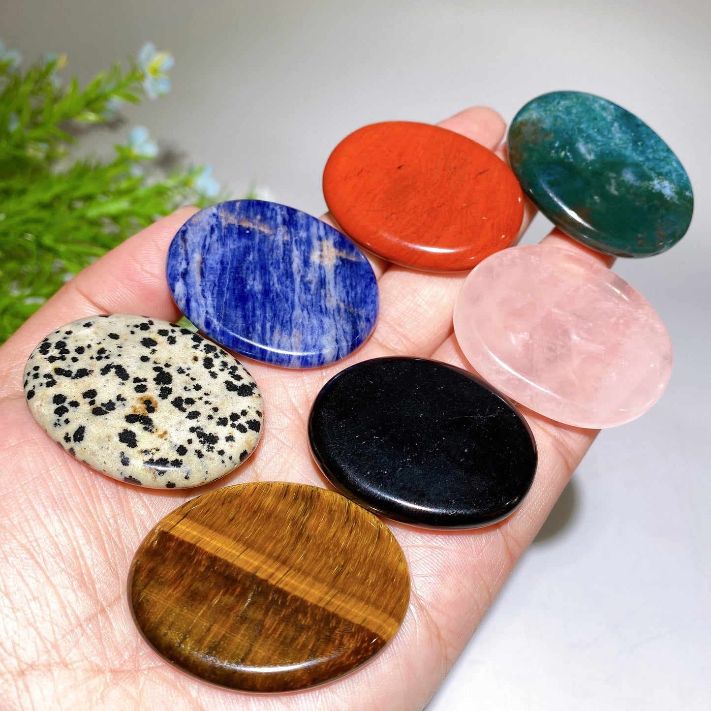 1.7" Crystal Flat Palm Stone Crystal Healing Bulk Wholesale