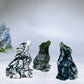 1.9" Moss Agate Wolf Carving Crystal Healing Bulk Wholesale
