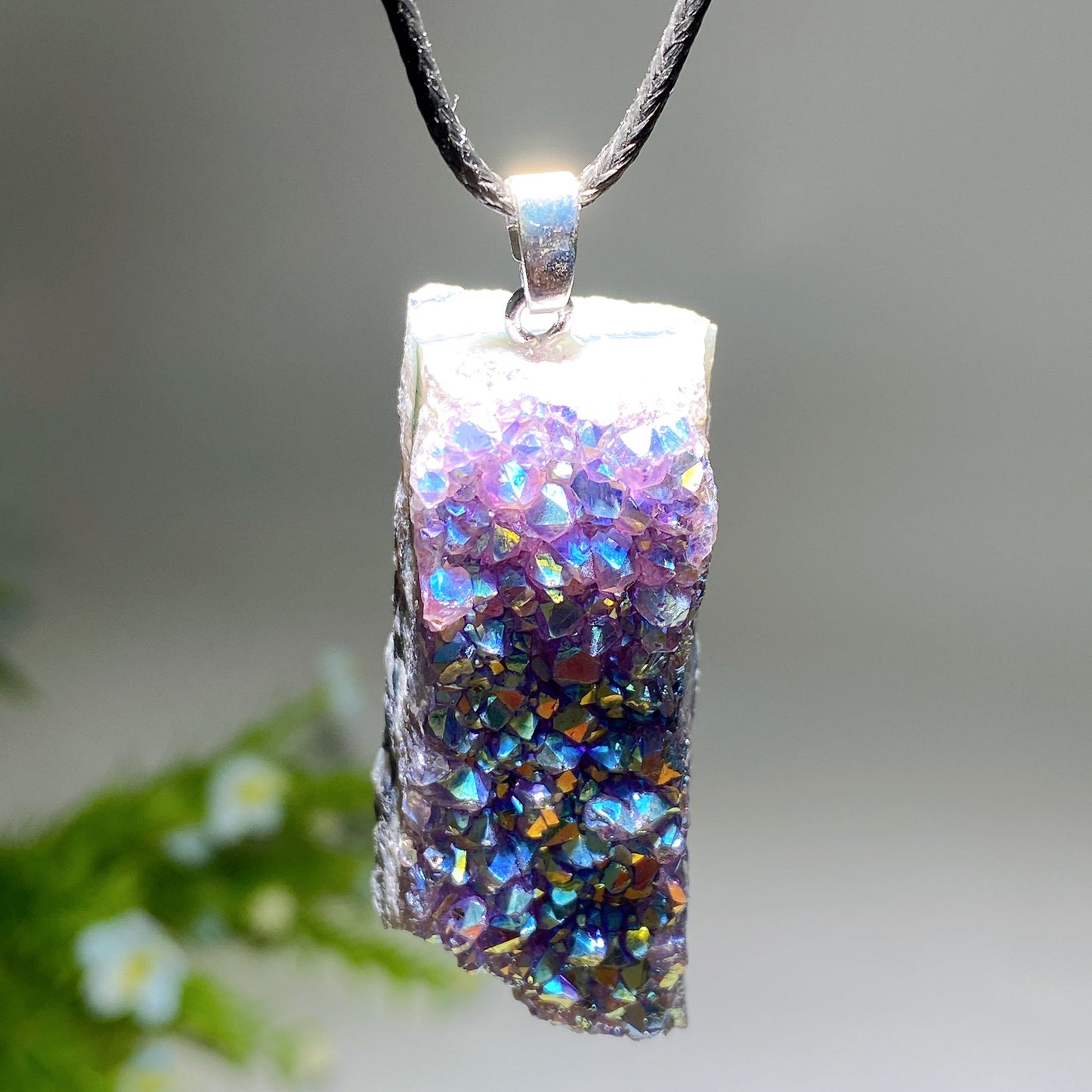 1.1"-1.8" Aura Amethyst Cluster Pendant Crystal Healing Bulk Wholesale