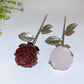 22cm Crystal Bud Bloom Flower with Silver Stem Leaf Crystal Healing Bulk Wholesale