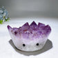 5.2" Large Unique Amethyst Cluster Goot Head Carving Crystal Healing Bulk Wholesale