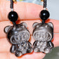 Silver Obsidian Labubu Cat Bag Hanging Phone Hanging Ornament Crystal Healing Bulk Wholesale
