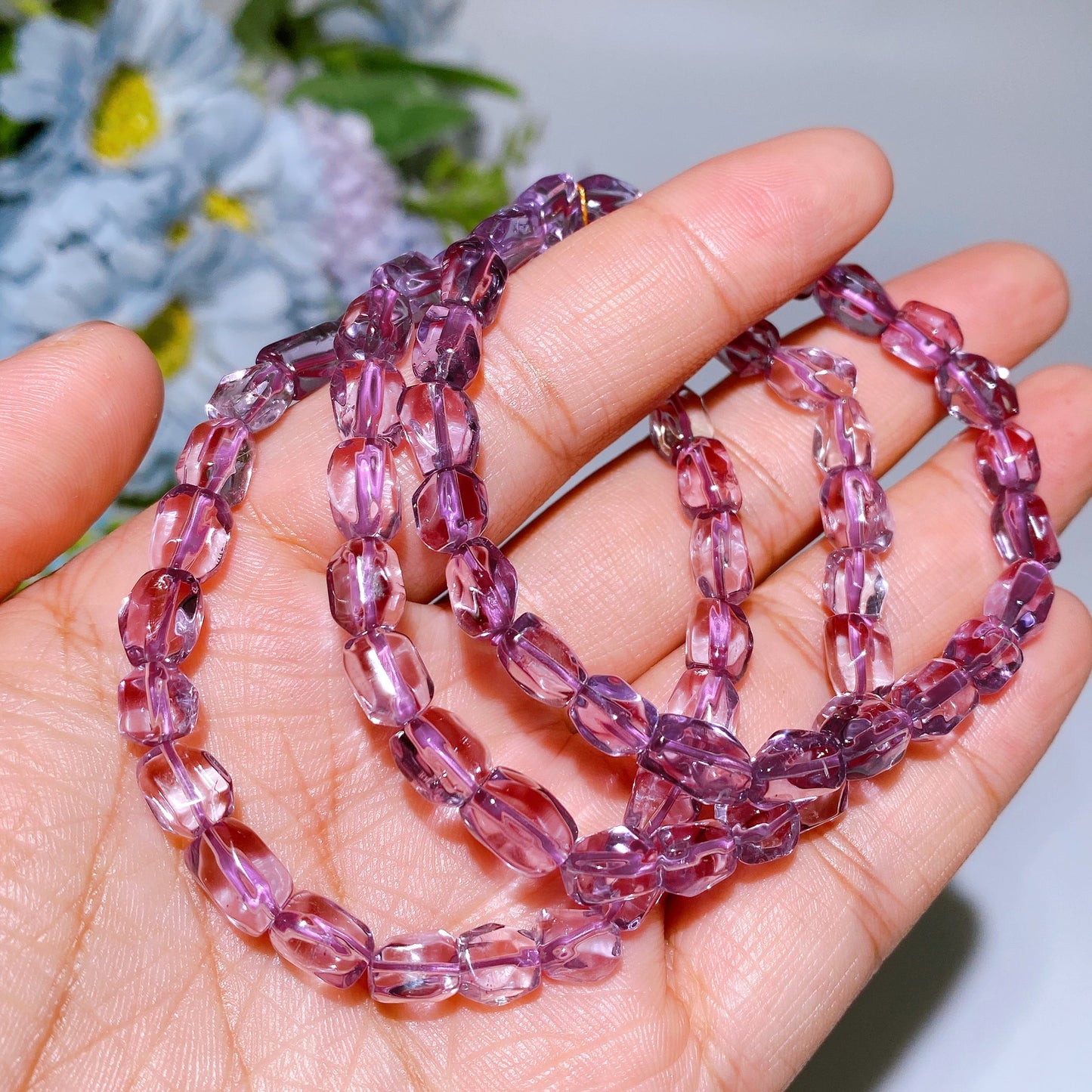 8mm Amethyst Iregular Faceted Bracelet Crystal Healing Bulk Wholesale