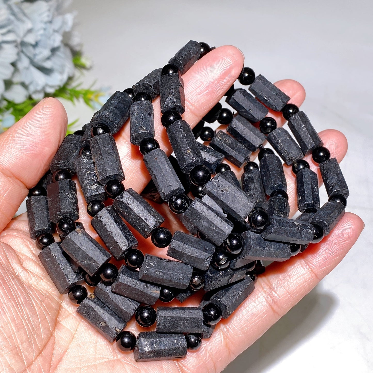 13mm Raw Tourmaline Bracelet Crystal Healing Bulk Wholesale