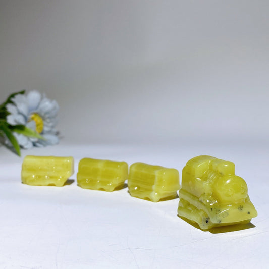 13cm Lemonite Jade Four-Pieces Train Carvings Crystal Healing Bulk Wholesale