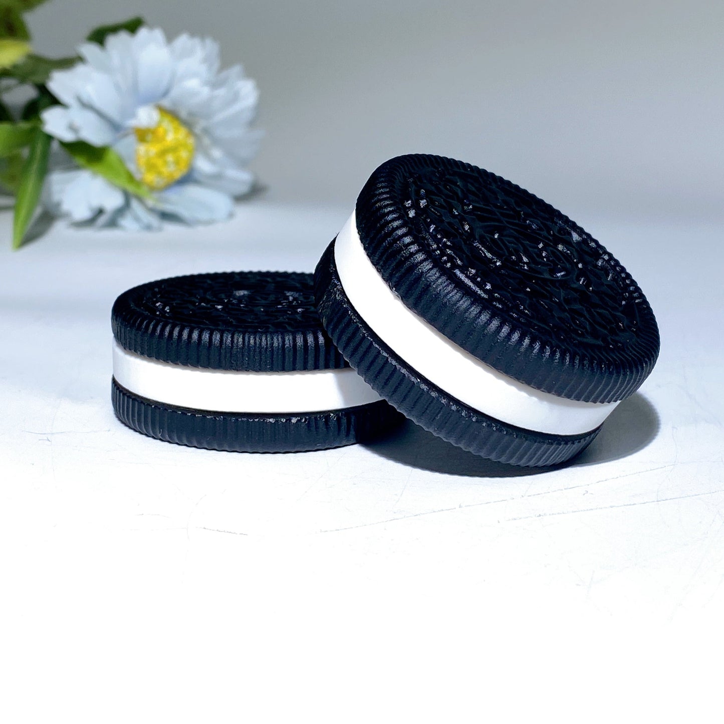 2.0" Black Obsidian White Jade OREO Carvings Crystal Healing Bulk Wholesale