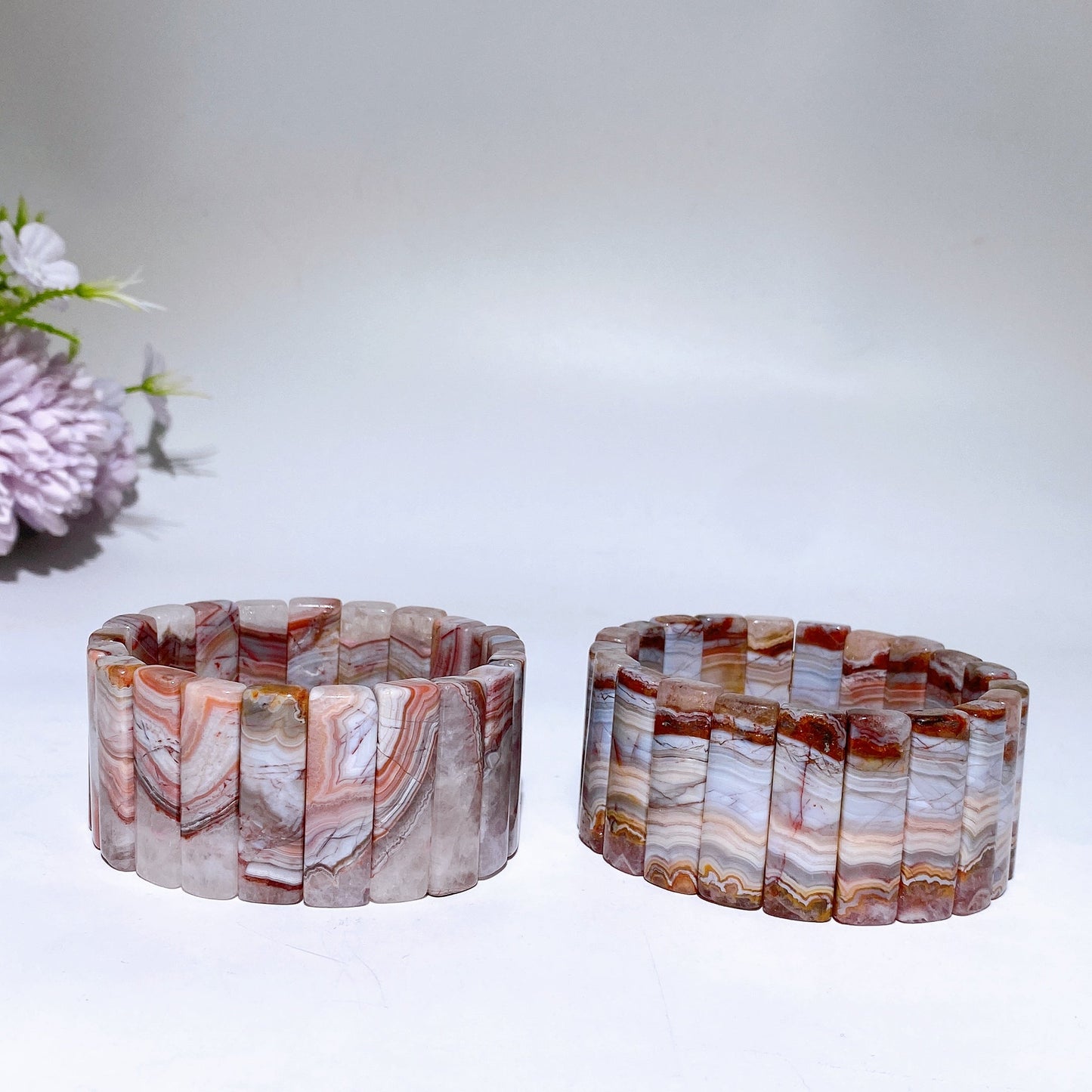 32mm Amethyst with Crazy Lace Agate Bangle Crystal Healing Bulk Wholesale