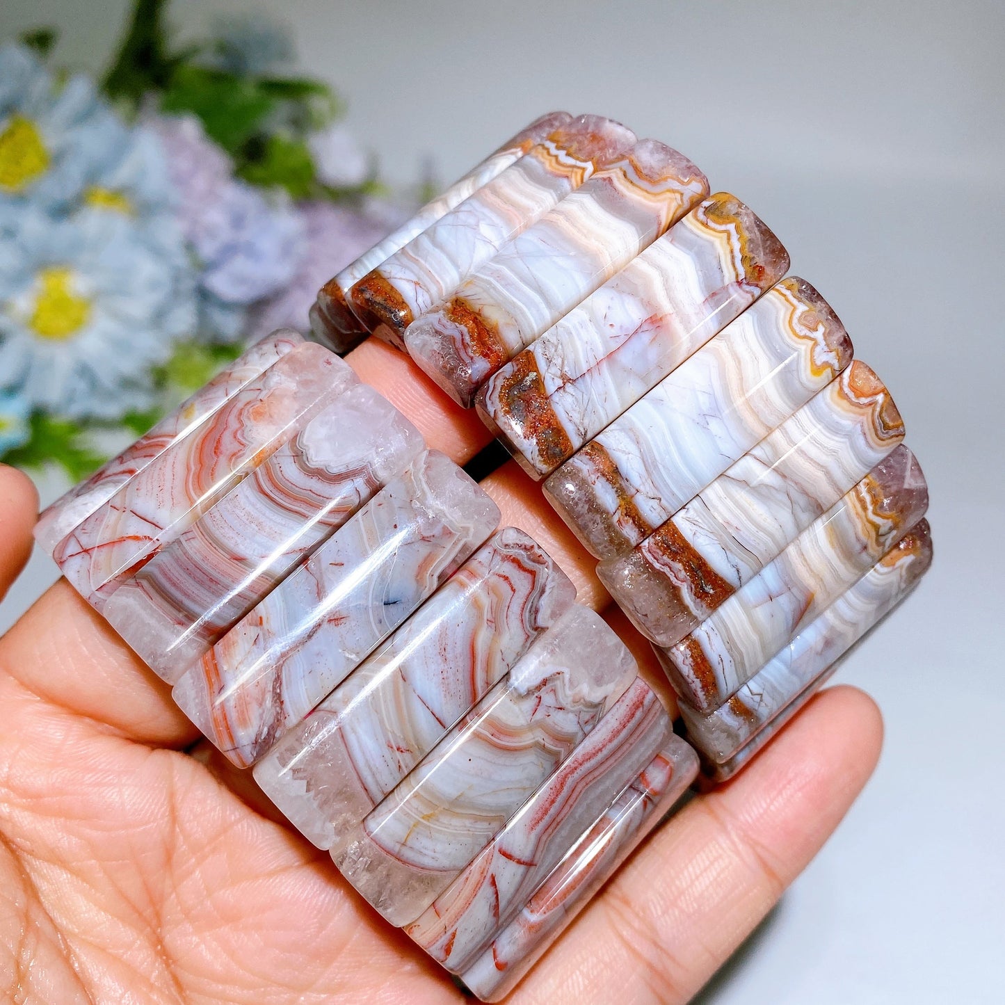 32mm Amethyst with Crazy Lace Agate Bangle Crystal Healing Bulk Wholesale