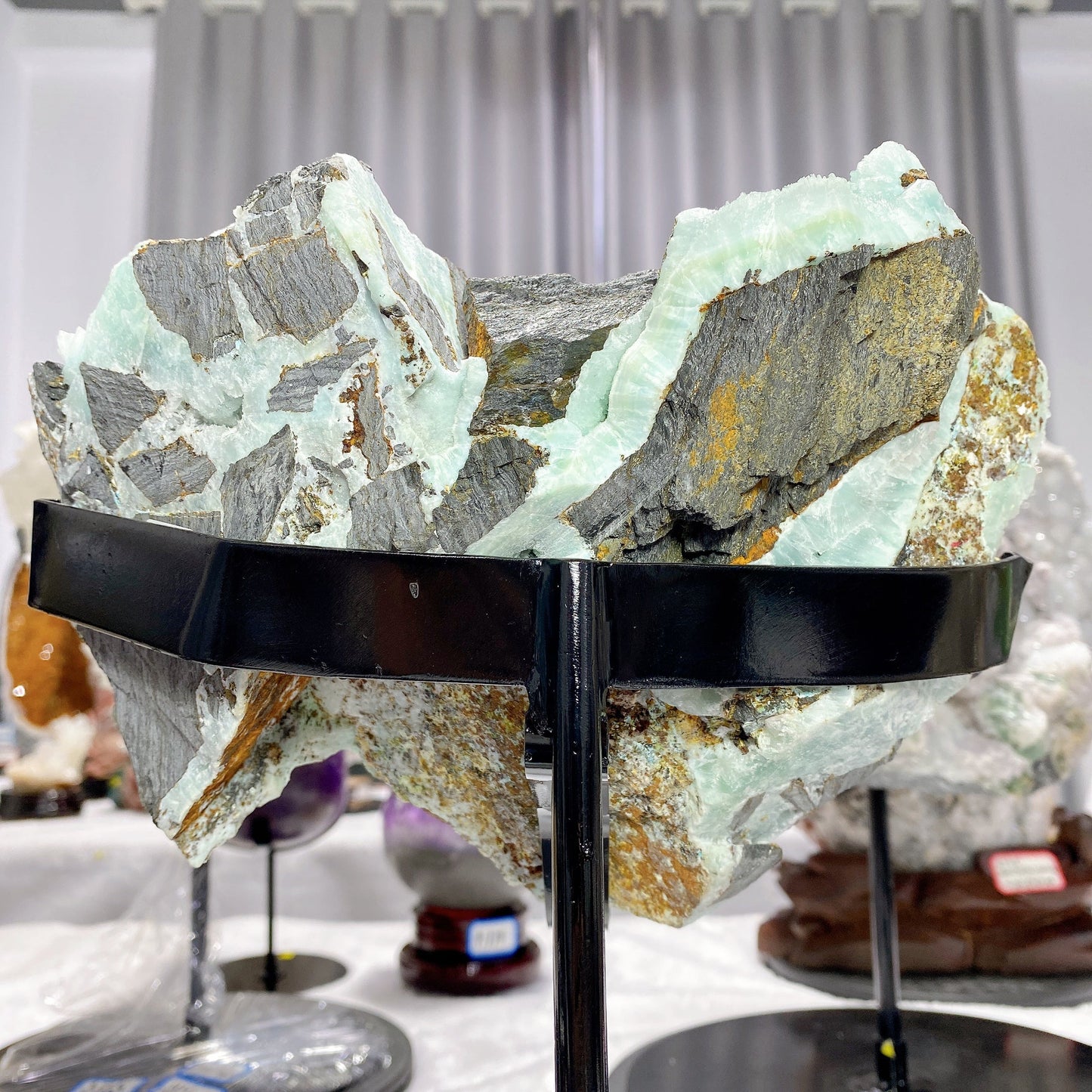 24cm Large Unique Hemimorphite Heart Shape Specimen with Stand Crystal Healing