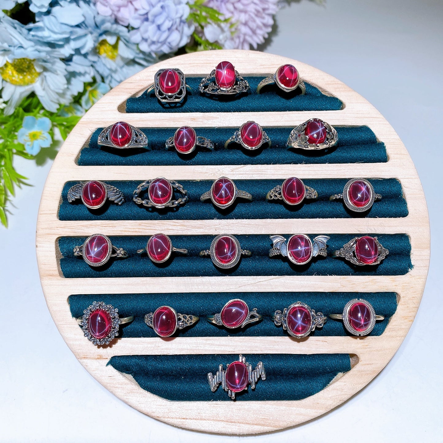 S925 Star Ruby Ring Crystal Healing Bulk Wholesale