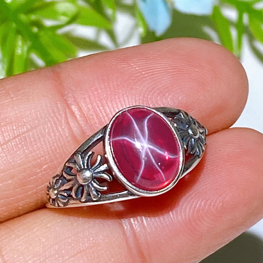 S925 Star Ruby Ring Crystal Healing Bulk Wholesale