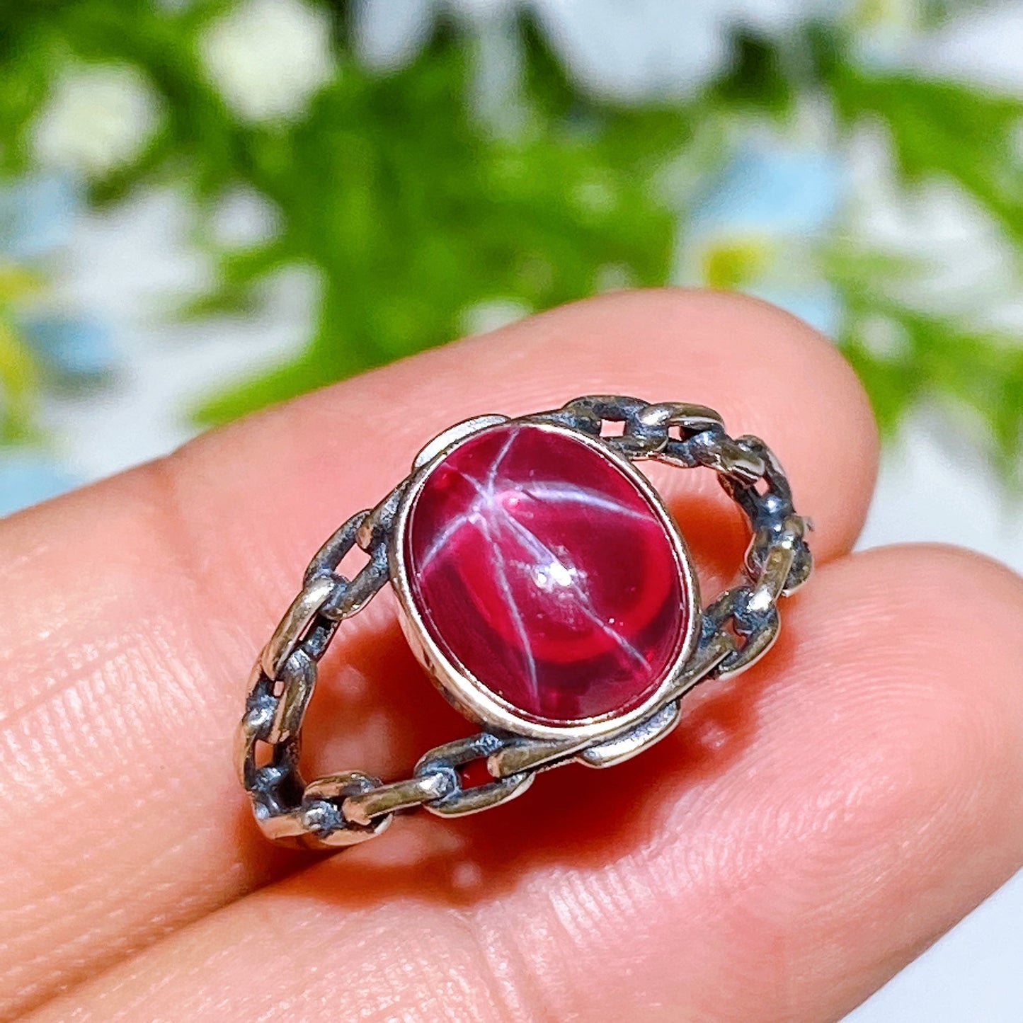 S925 Star Ruby Ring Crystal Healing Bulk Wholesale