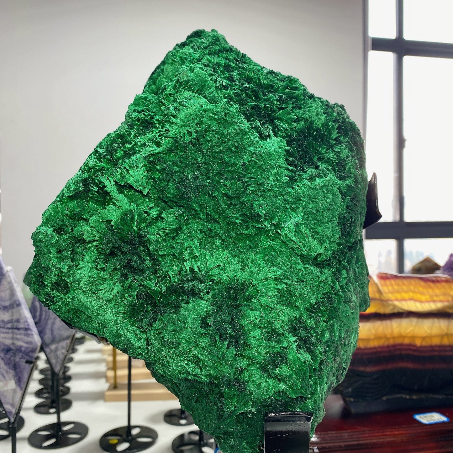 42cm Large Unique Raw Malachite Specimen with Stand Crystal Healing