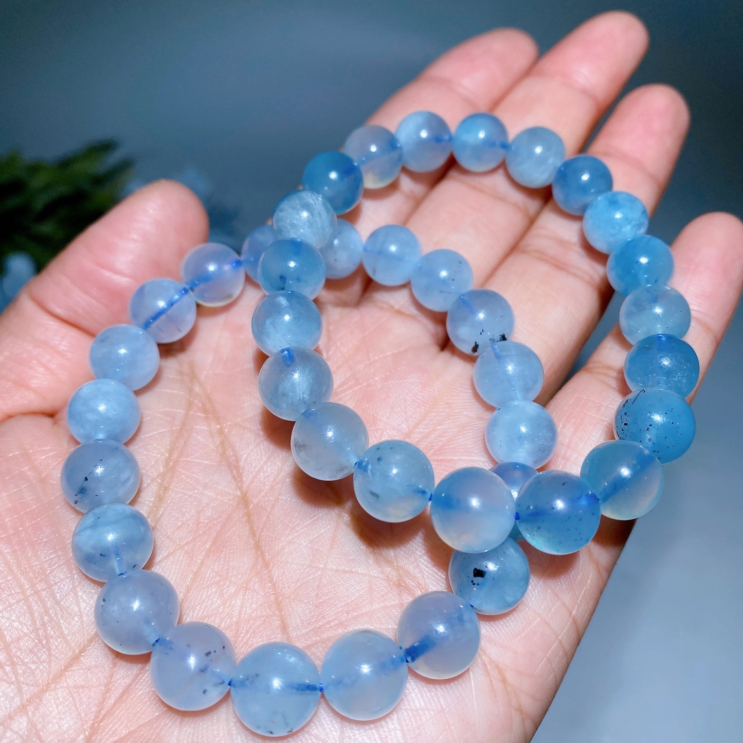 9-9.5mm Aquamarine Bracelet Crystal Healing Bulk Wholesale